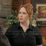 Mariah’s black short sleeved jumpsuit on The Young and the Restless