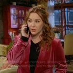 Mariah’s pink velvet blazer on The Young and the Restless