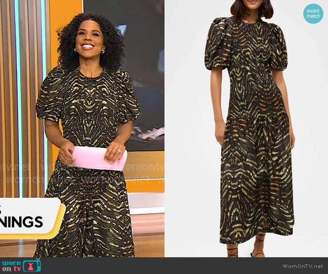 Marie Oliver Marca Dress in Bengal worn by Adriana Diaz on CBS Mornings