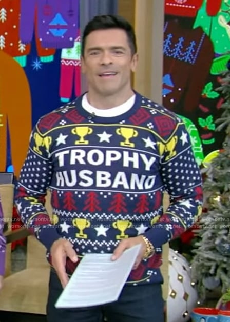 Mark’s trophy husband Christmas sweater on Live with Kelly and Mark