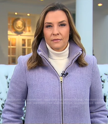 Mary’s lilac zip front coat on Good Morning America