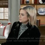 Maxie’s black moto jacket and embellished sweater on General Hospital