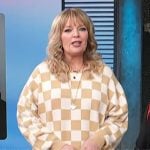 Melissa Peterman’s check print sweater on Access Hollywood