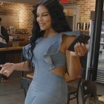 Mia’s denim ruffle dress on The Real Housewives of Potomac