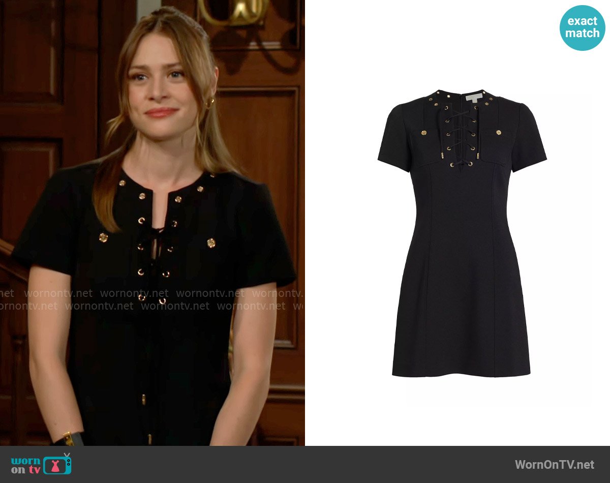 MICHAEL Michael Kors Cotton Short-Sleeve Minidress worn by Claire Grace (Hayley Erin) on The Young and the Restless