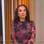 Michelle Miller’s pink abstract floral mesh dress on CBS Mornings