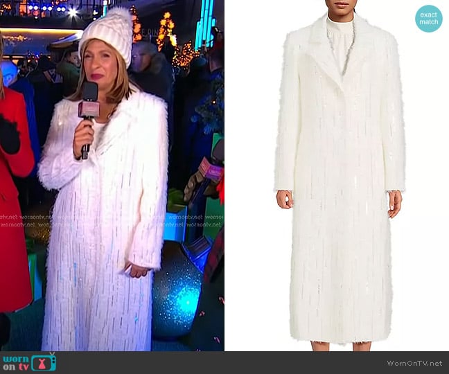 Milly Embellished Faux Mohair Coat worn by Hoda Kotb on Today