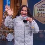 Milly Almodovar’s grey puffer jacket coat on Good Morning America