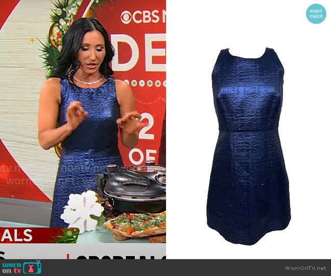 Milly Metallic Lurex Jacquard Dress worn by Elizabeth Werner on CBS Mornings