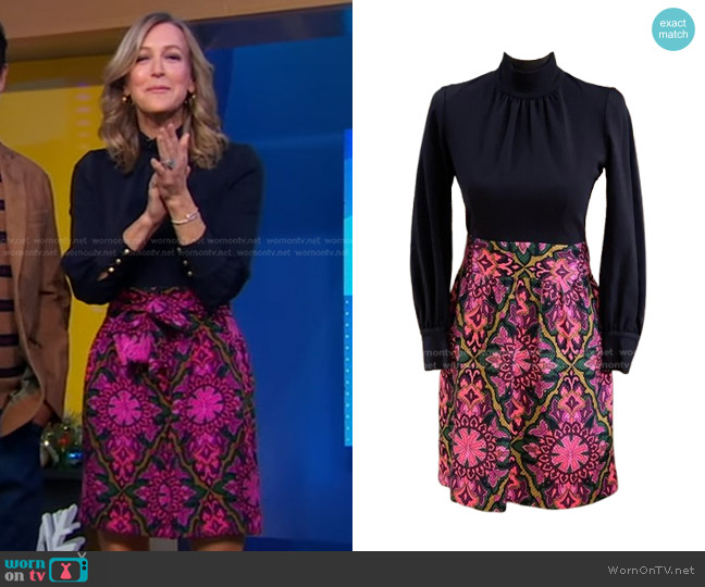 Milly Floral Silk Dress worn by Lara Spencer on Good Morning America