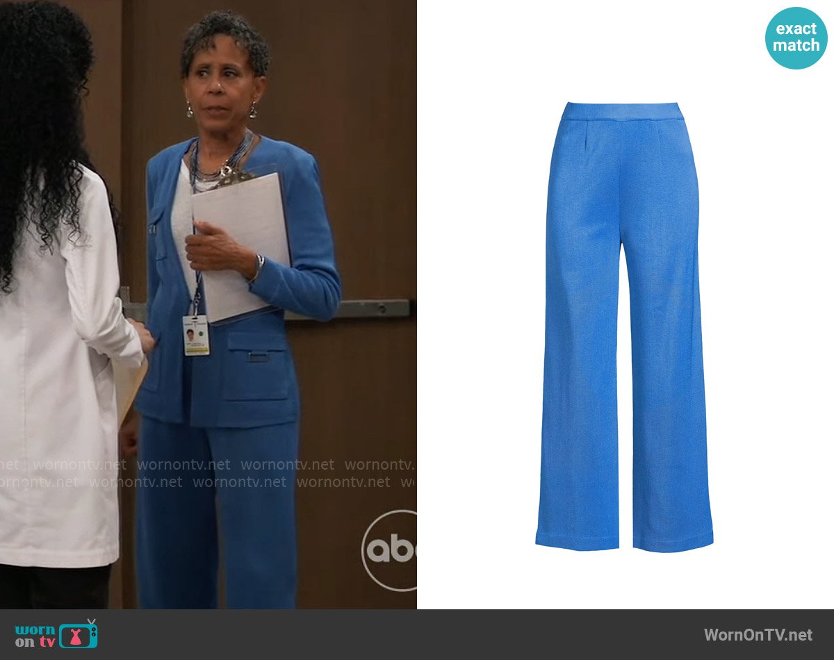 Misook Pull-On Straight-Leg Pants in Adriatic Blue worn by Stella Henry (Vernee Watson) on General Hospital