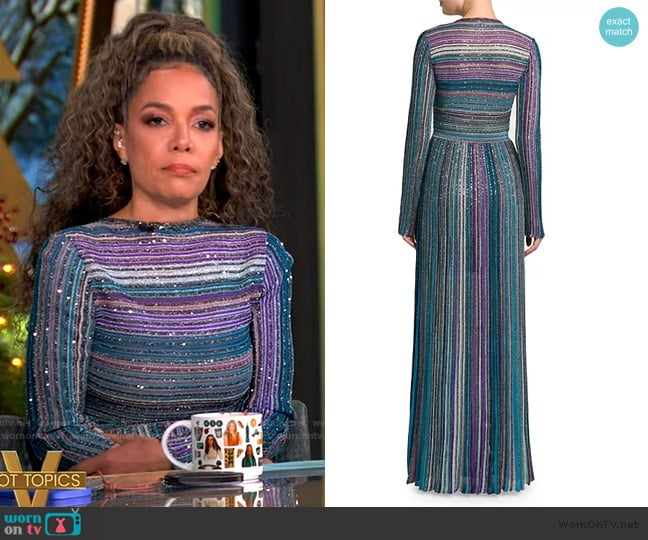 Missoni Metallic Striped V-Neck Dress worn by Sunny Hostin on The View