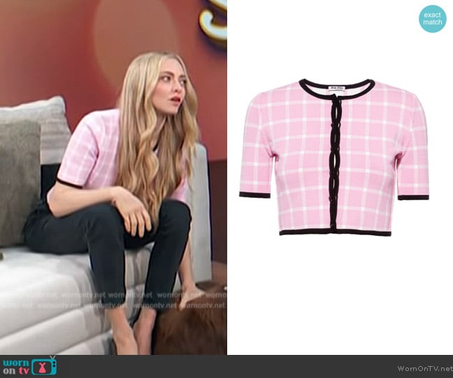 Miu Miu Viscose Cardigan worn by Amanda Seyfried on Access Hollywood