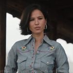 Monica’s floral embroidered chambray shirt on Yellowstone