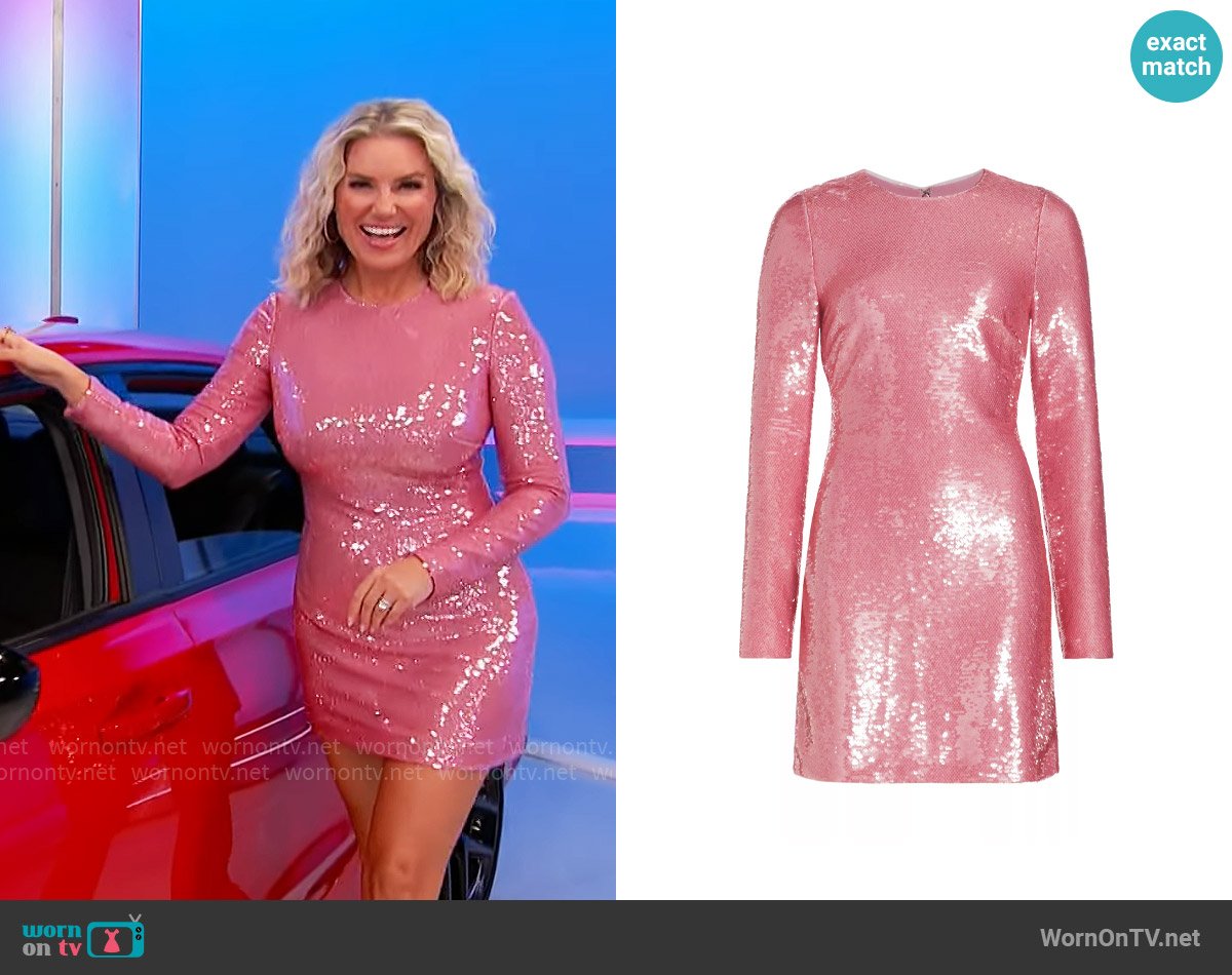 Rachel’s pink sequin mini dress on The Price is Right