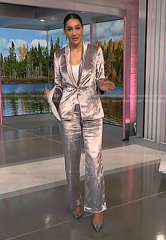 Morgan’s pink velvet blazer and pants on NBC News Daily