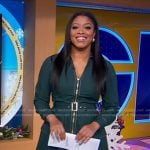 Morgan’s green belted zip front dress on Good Morning America