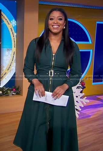 Morgan’s green belted zip front dress on Good Morning America