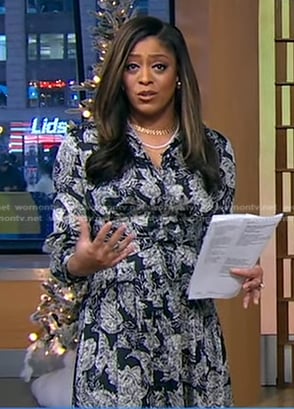 Morgan's navy floral shirtdress on Good Morning America