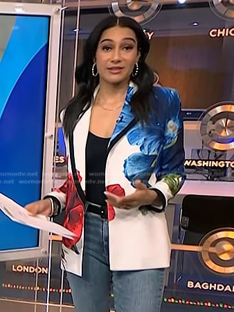 Morgan’s white floral blazer on NBC News Daily