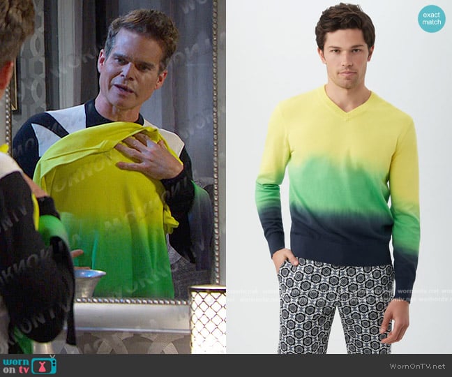 Mr Turk Timothy Ombre V-Neck Sweater worn by Leo Stark (Greg Rikaart) on Days of our Lives