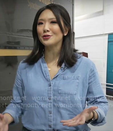 Nancy Chen's chambray button down shirt on CBS Mornings