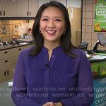 Nancy Chen’s purple pintuck blouse on CBS Mornings