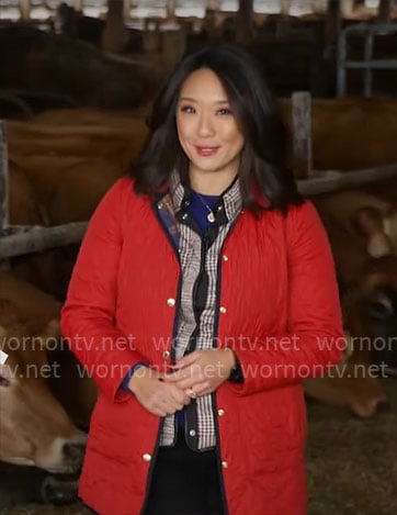 Nancy Chen's red quilted jacket on CBS Mornings