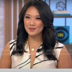 Nancy Chen’s wavy stripe pleated dress on CBS Mornings