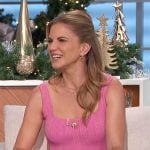 Natalie’s pink metallic knit button front dress on The Talk