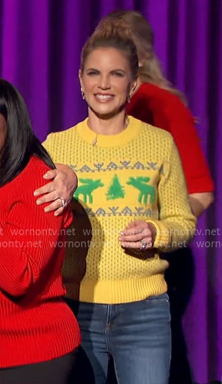 Natalie's yellow Christmas sweater on The Talk