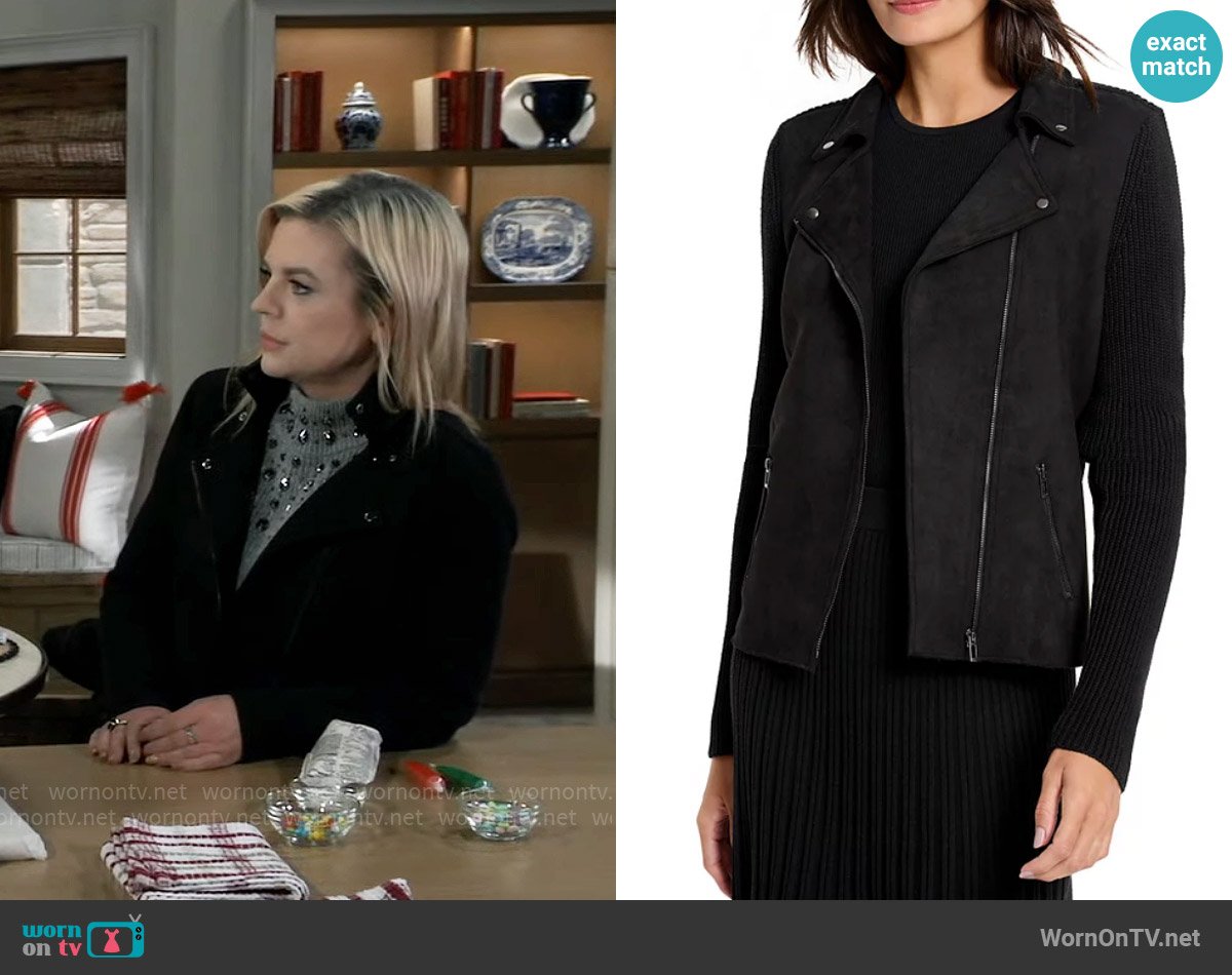 Nic + Zoe Mixed Media Moto Jacket worn by Maxie Jones (Kirsten Storms) on General Hospital