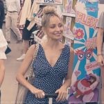 Nicole’s blue polka dot print dress on Paris and Nicole The Encore