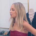 Nicole’s maroon leather strapless mini dress on Paris and Nicole The Encore