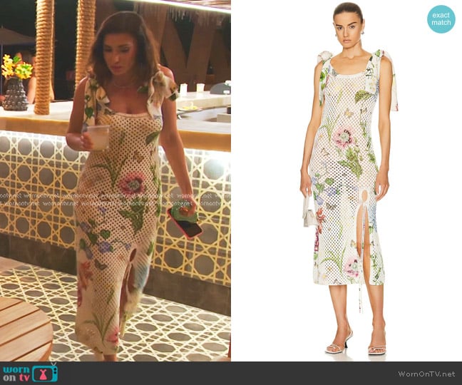 Oscar De la Renta Floral Mesh Dress worn by Bronwyn Newport on The Real Housewives of Salt Lake City