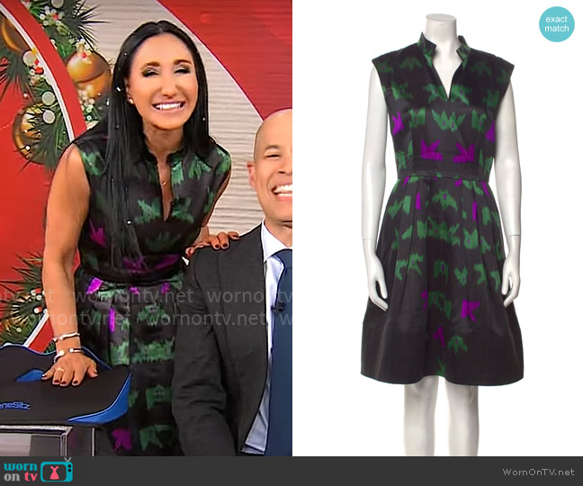 Oscar de la Renta Silk Knee-Length Dress worn by Elizabeth Werner on CBS Mornings