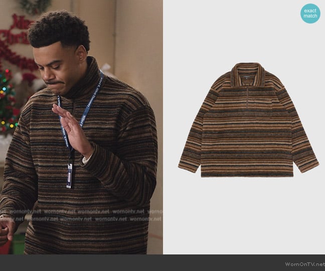 Engineered Garments Zip Mock Neck Sweater worn by Tariq (Zack Fox) on Abbott Elementary