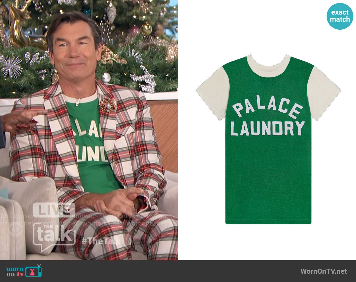 Palace Laundry x Saint Luis Appliqué T-Shirt worn by Jerry O'Connell on The Talk