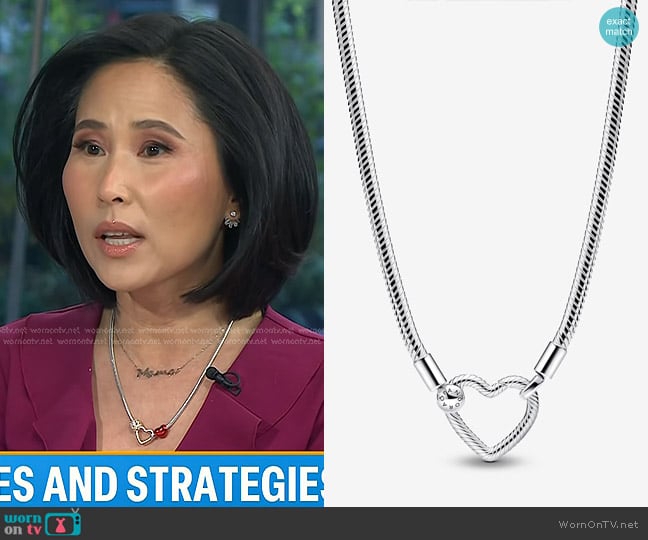 Pandora Heart Closure Snake Chain Necklace worn by Vicky Nguyen on Today