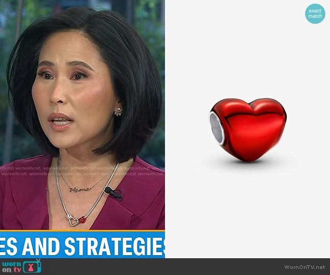 Pandora Metallic Red Heart Charm worn by Vicky Nguyen on Today