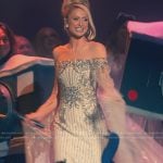 Paris’s beaded off shoulder gown on Paris and Nicole The Encore