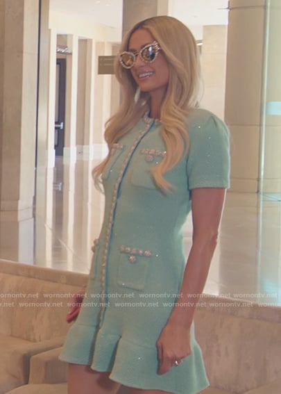 Paris's light blue tweed flare dress on Paris and Nicole The Encore