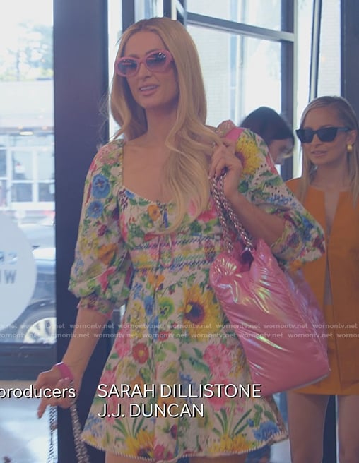 Paris's floral print mini dress on Paris and Nicole The Encore