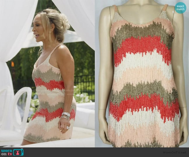 Parker Striped Sequin Dress worn by Karen Huger on The Real Housewives of Potomac