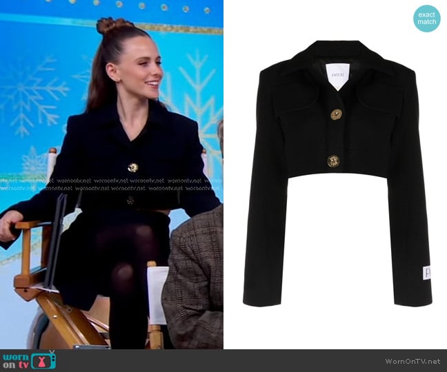 Patou Cropped Wool Blazer worn by Pauline Chalamet on Good Morning America