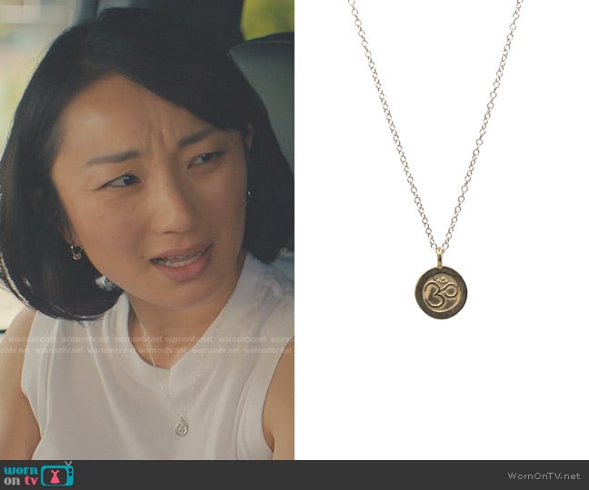 Peggy Li Medium Om Charm Necklace in Sterling Silver worn by Sarah Weber (Poppy Liu) on No Good Deed