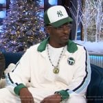 Pete Rock’s white track jacket and pants on The Kelly Clarkson Show