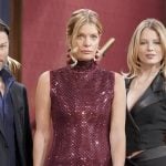 Phyllis’s sparkly burgundy midi dress on The Young and the Restless