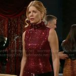 Phyllis’s sparkly burgundy midi dress on The Young and the Restless