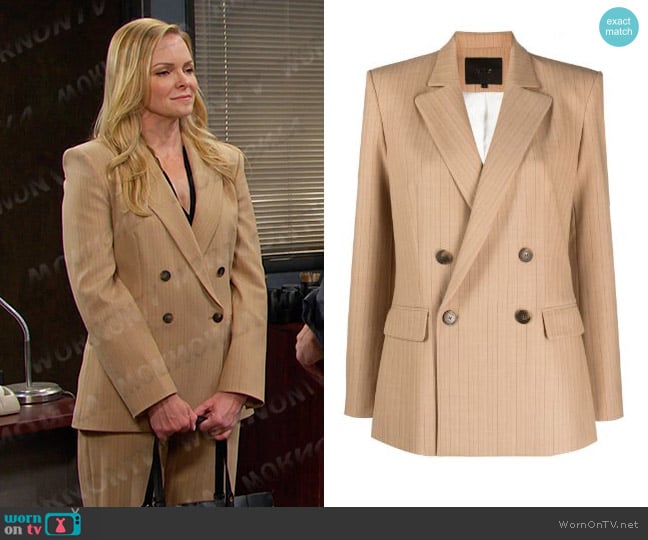 Maje Pinstriped Double Breasted Blazer worn by Belle Brady (Martha Madison) on Days of our Lives